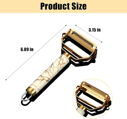MULTI-FUNCTIONAL 3-IN-1 PEELER, Stainless Steel Peeler, Fruit, Potatoes Peeler for Kitchen,The three functions of peeling, shredding, digging holes are integrated with Ergonomic Non-Slip Handle(gold)