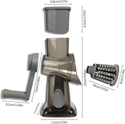 Cheese Grater Hand Crank, Stainless Steel Cheese Shredder with Strong Suction Base, Rotary Grater for Carrots, Potatoes, Vegetables and Fruits, Easy to Clean