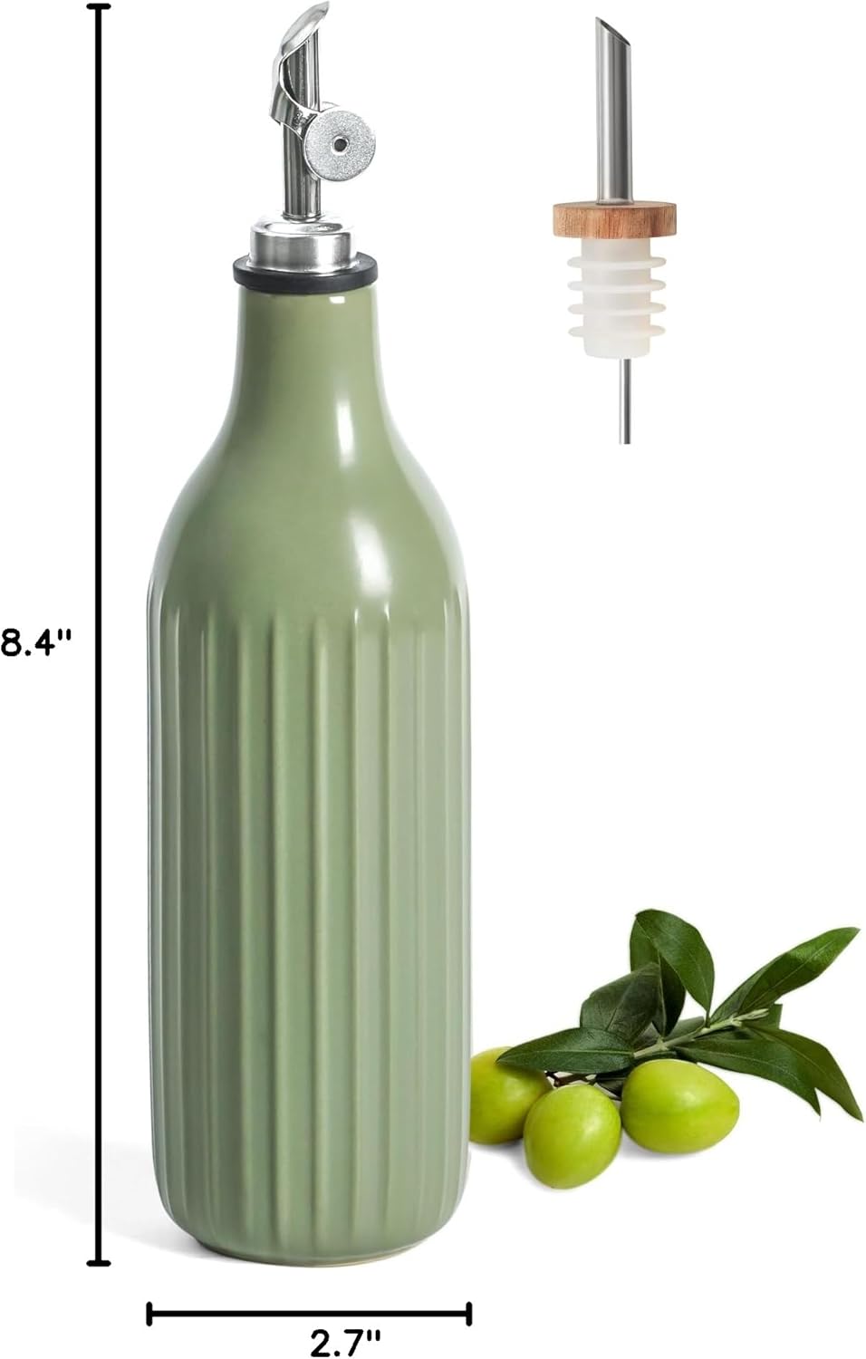 FE FUN ELEMENTS Olive Oil Dispenser Bottle, 19 oz Oil Dispenser for Kitchen and Vinegar Dispenser Bottle, Suitable for Vinegar, Coffee Syrups & Other Liquids, Off White