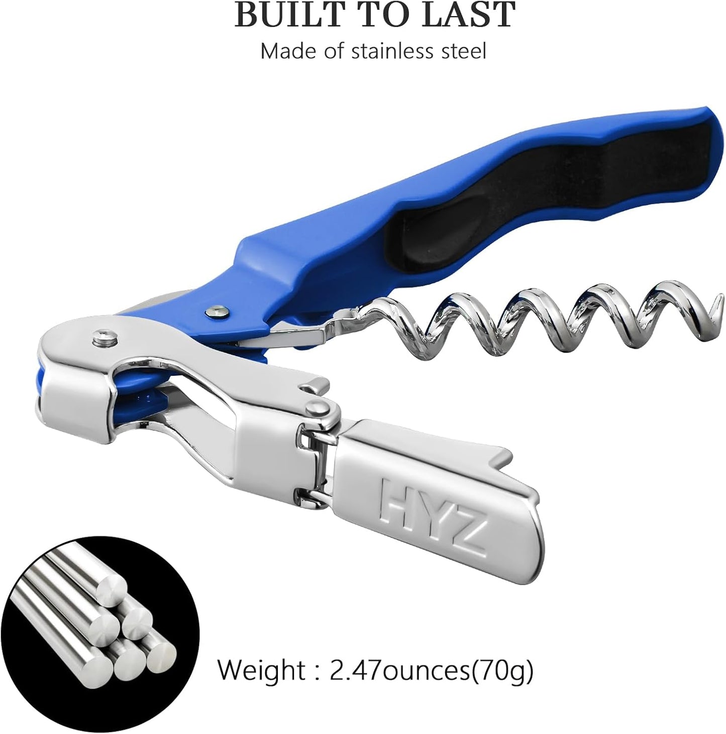 HYZ 2-Pack Wine Opener Waiter Corkscrew, Professional Wine Key for Servers, Bartender, with Foil Cutter, Manual Wine Bottle Opener Double Hinged (Black)