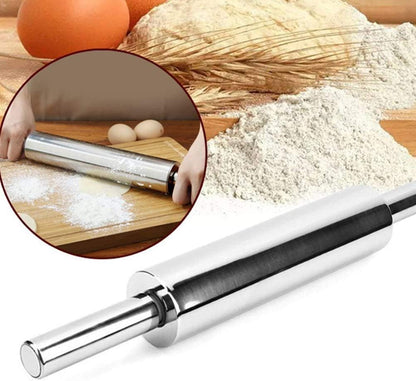 Professional Stainless Steel Rolling Pin, 43cm Stainless Steel Dough Roller, Nonstick Dough Rolling Pin for Baking Cookie Pie Pizza (3#)