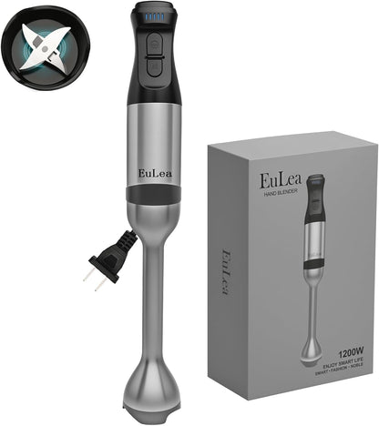 8-in-1 Hand Blender 1200W 5-Speed, Immersion Stick Blender Set with Meat Grinder Dough Hooks Whisk Mixing Cup Storage Rack, for Smoothie Soup Puree Food Dough