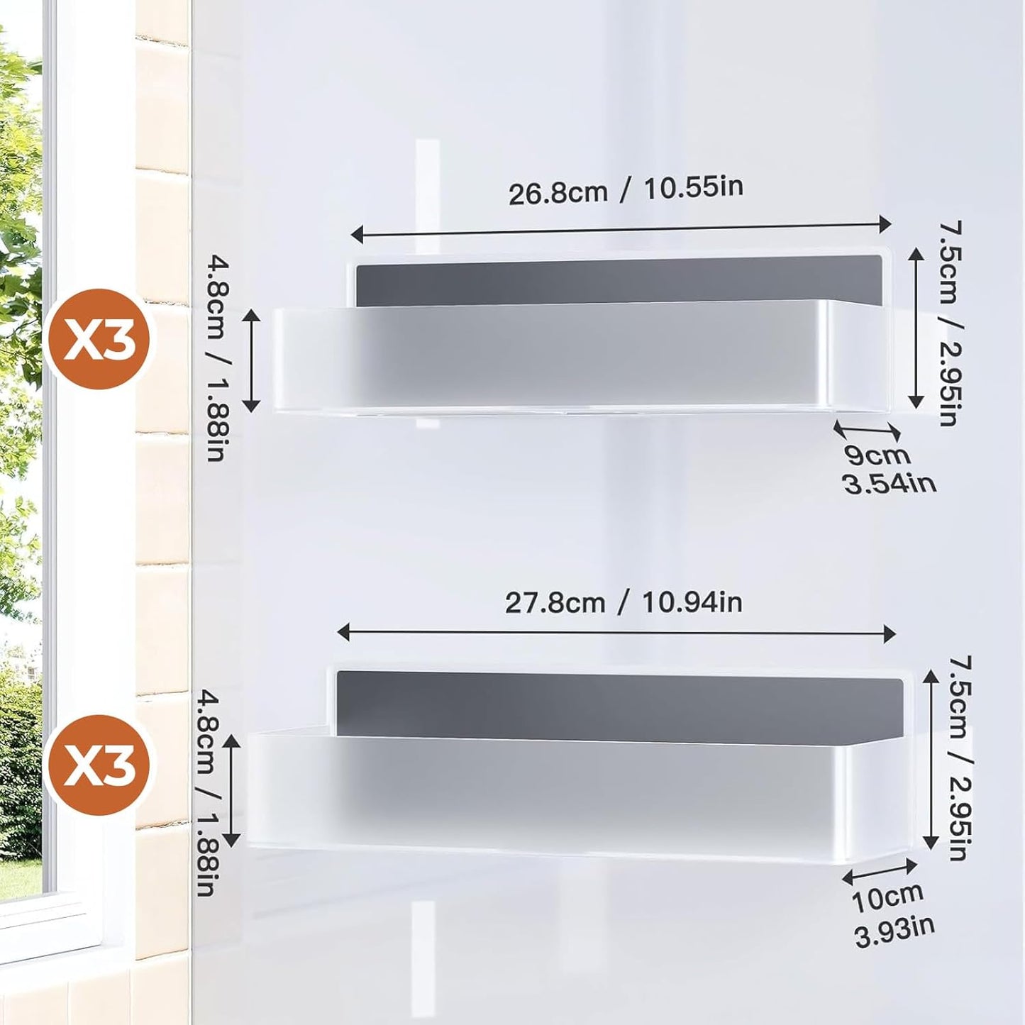Mystozer Magnetic Spice Rack for Refrigerator, Kitchen Organizer and Storage Shelf, Black (4 Pack)…