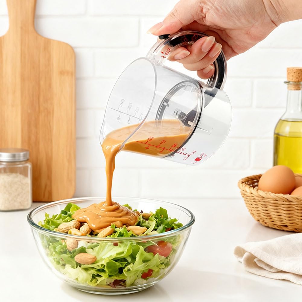 4-in-1 Adjustable Measuring Cup for Liquids & Dry Ingredients - Multi Cup Converter with Scraper Base, Dishwasher Safe, Dual Metric & Ounce Scale, Space-Saving Kitchen Tool for Baking Cooking