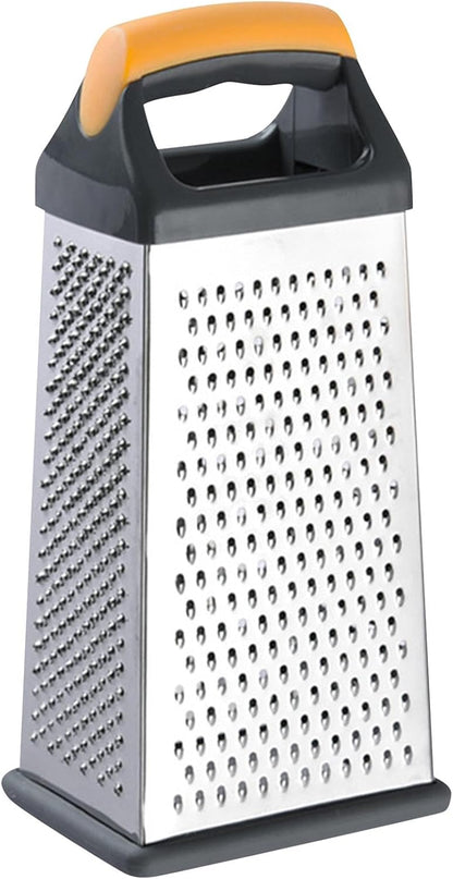 Cheese Grater, 4 Sides Handheld Box Grater, Manual Ergonomic Kitchen Food Shredder, Multi-Function Vegetable Slicer for Carrot, Veggie, Potato(COLOR:silver)