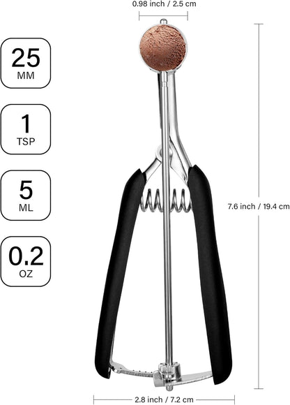 Cookie Scoop Set 1 Tablespoon, Size #60 Cookie Dough Scooper for Baking, 15 ml/0.5 oz Ice Cream Scoop, Acrylic Scoop, Comfortable Grip