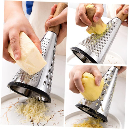 Kitchen Grater Cheese Grater with Handle Carrot Peeler Veggie spiralizer Manual Mandoline Slicer Cheese Slicer Cucumber Slicer Cone-Shaped Cheese Grater Truffle Wood Vertical