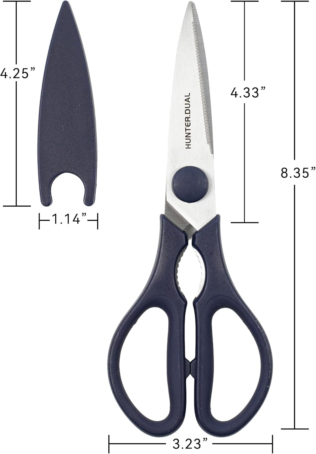 Kitchen Scissors for Food, HUNTER.DUAL Heavy Duty Come Apart Poultry Shears for Cooking, All Purpose for Cutting Chicken, Meat, Fish & Vegetables (Black, 8.26 Inch)