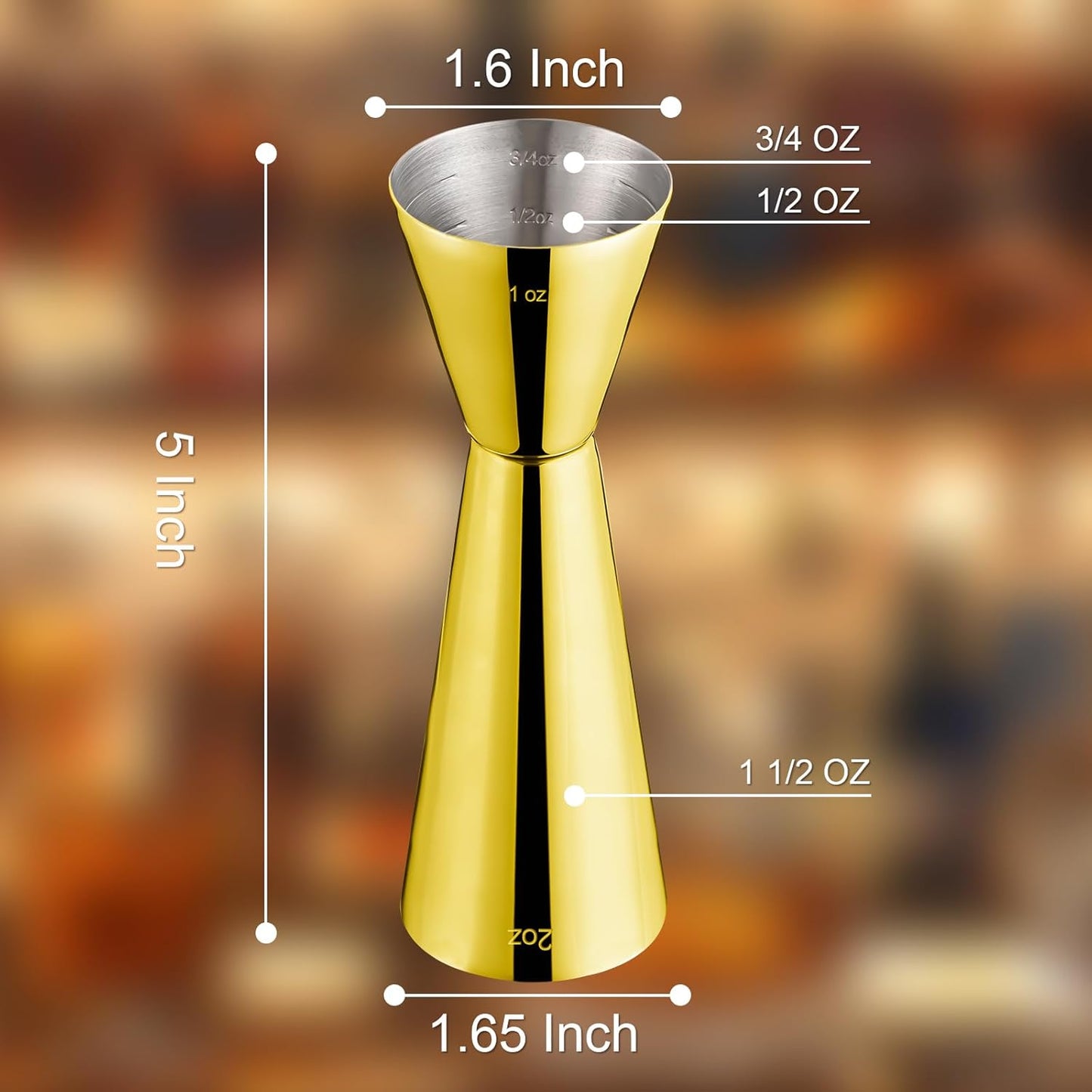 Briout Jigger for Bartending, Double Cocktail Jigger Japanese Premium 304 Stainless Steel Jigger 2 OZ 1 OZ with Measurements Inside