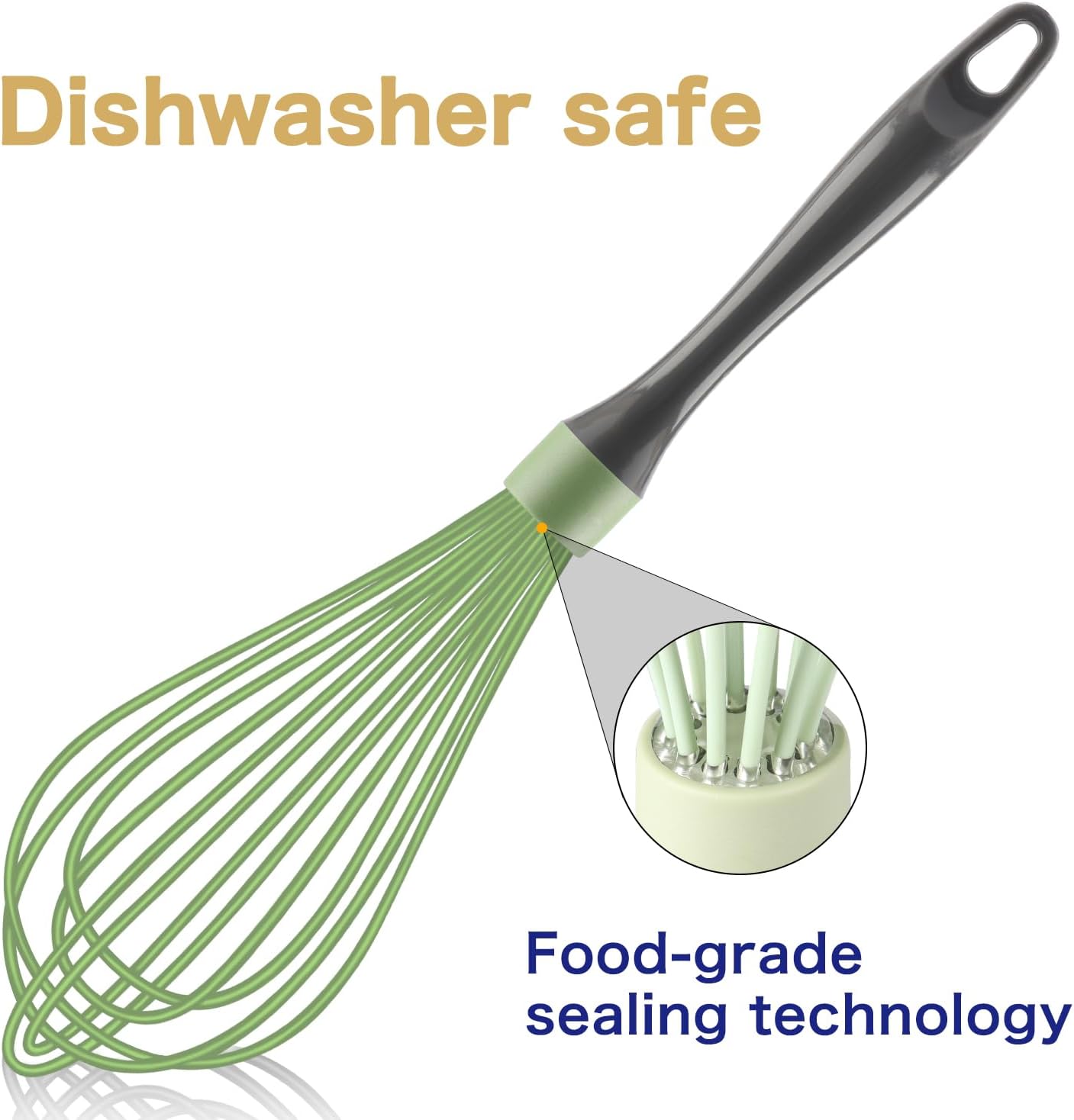 OYV Dishwasher Safe Whisk, Professional Whisks for Cooking Non-Scratch, Stainless Steel & Silicone Wisk, Plastic Rubber Whisk Tool for Nonstick Cookware Pans, Heat Resistant,12-Inch, Grey