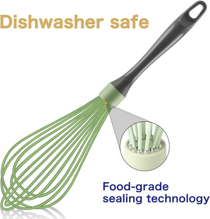 OYV Dishwasher Safe Whisk, Professional Whisks for Cooking Non-Scratch, Stainless Steel & Silicone Wisk, Plastic Rubber Whisk Tool for Nonstick Cookware Pans, Heat Resistant,12-Inch, Grey