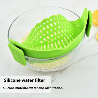 2 Pack Clip-On Silicone Strainer for Ramen Noodles & Pasta - Foldable, Fits All Pots & Pans, Dishwasher Safe, Heat Resistant