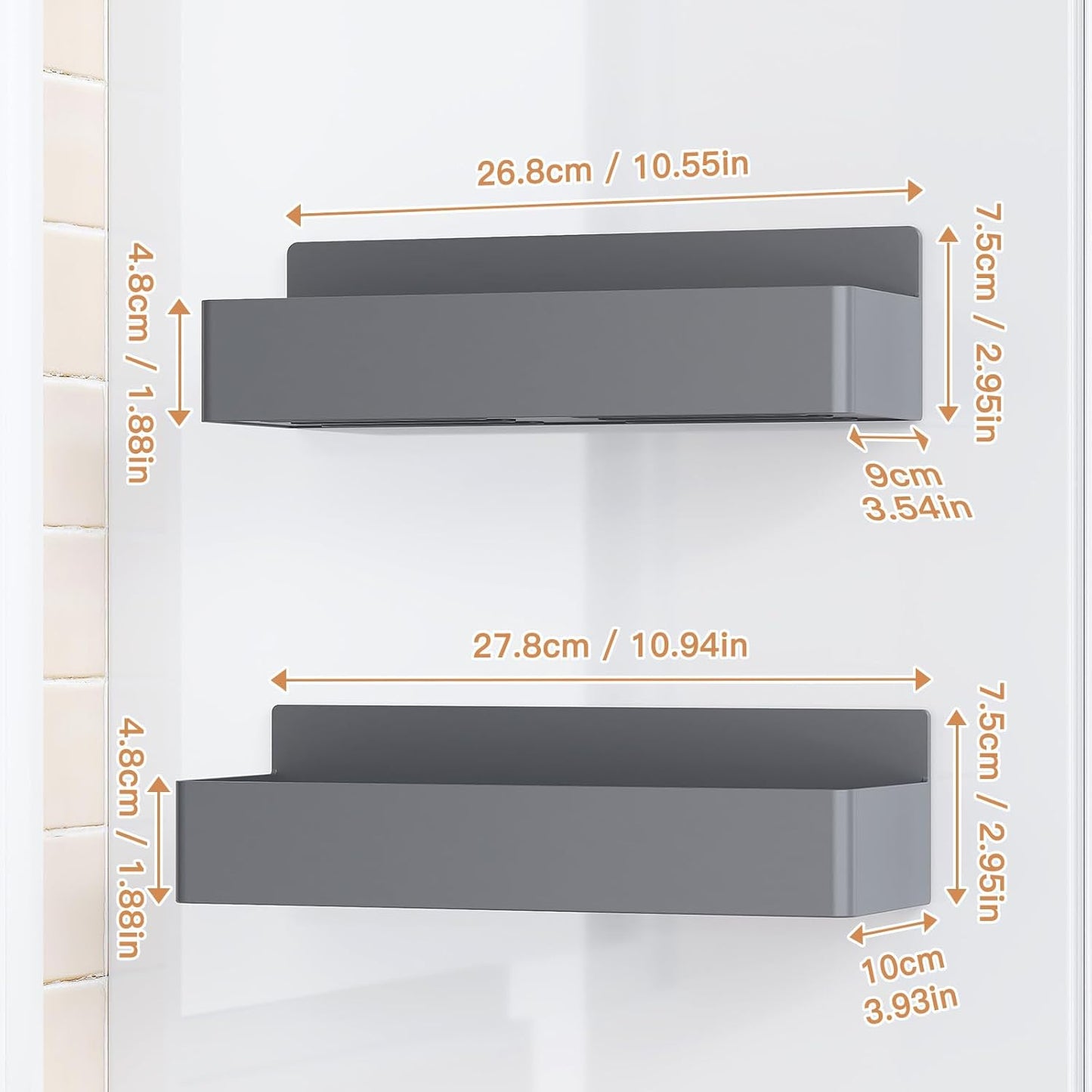Mystozer Magnetic Spice Rack for Refrigerator, Kitchen Organizer and Storage Shelf, Black (4 Pack)…