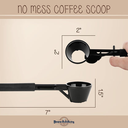 Coffee Scoop Funnel for K-Cups Reusable, Coffee Spoon Accessories for Keurig Brewers & Other Refillable Capsules, Dark Black