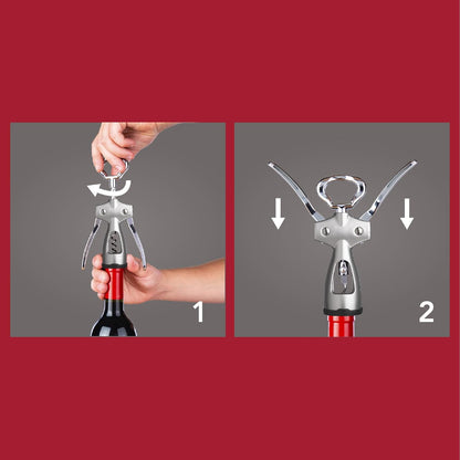 Vacu Vin Winged Corkscrew – Classic Two-Arm Wine Opener with Built-In Bottle Opener – Easy Cork Removal – Durable, Ergonomic Wine Bottle Opener – Ideal for Home, Kitchen & Bar Use