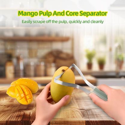 3-in-1 Mango Slicer Peeler, Peeler and Pit Remover Tool, Mango Splitter with Micro-Serrated Stainless Steel Blade, Fruit Slicer Cutter Pitter for Watermelon cutter Peach Slicers and More