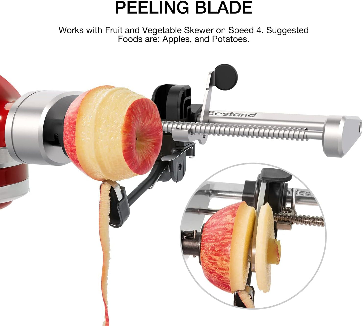 Spiralizer Attachment (5 Blades) Compatible with KitchenAid Stand Mixer, Comes with Peel, Core and Slice, Vegetable Slicer (Not KitchenAid Brand Spiralizer)