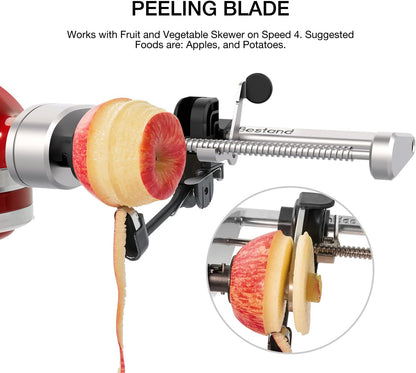 Spiralizer Attachment (5 Blades) Compatible with KitchenAid Stand Mixer, Comes with Peel, Core and Slice, Vegetable Slicer (Not KitchenAid Brand Spiralizer)