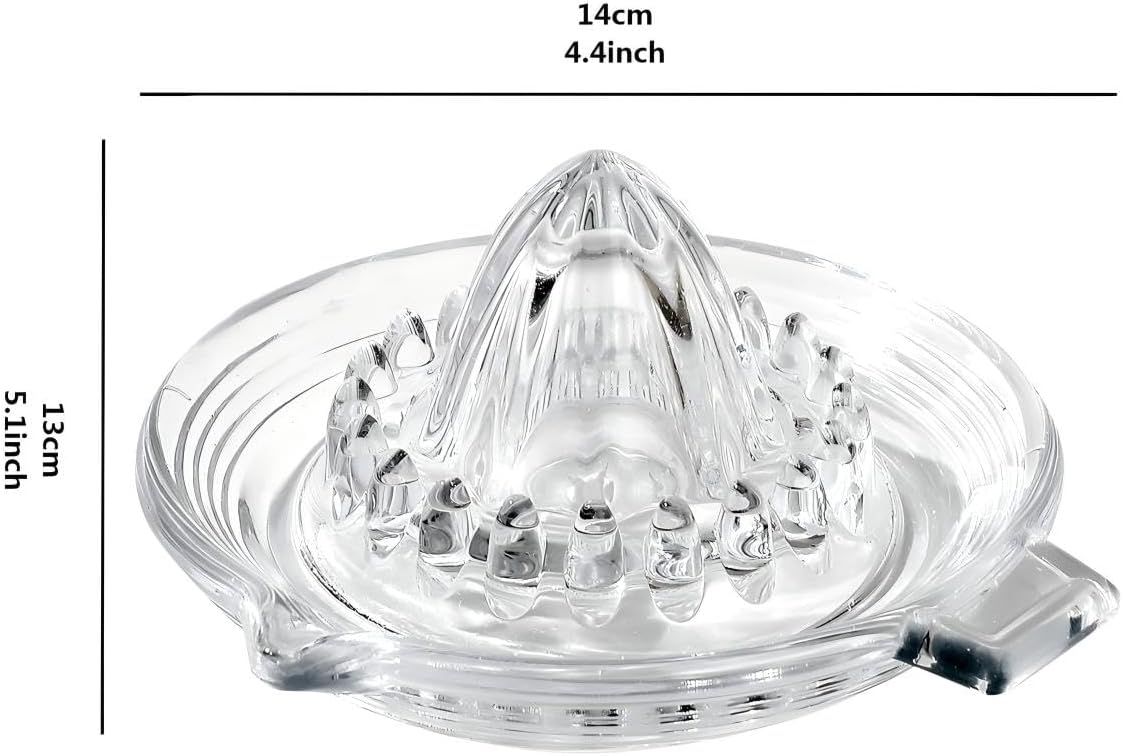 Glass Lemon Manual Juicer, for Orange, Grapefuit, Small Citrus, Extractor Manual Hand with Handle and Pour Spout, Kitchen Bar Drink Preparation Tool (1)