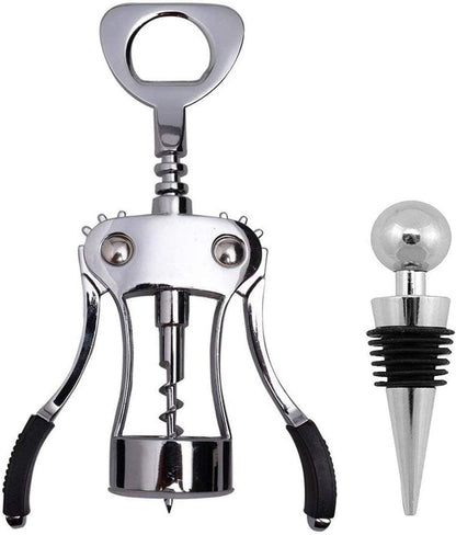 Wing Corkscrew,Ilyever Premium Wine Opener with Bottle Stopper,Multifunctional Corkscrew Wine Cork Opener Bottler Opener Remover for Home, Kitchen,Restaurant,Party and as Gift,Black