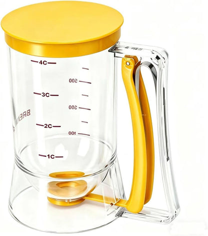 BBSTARZ Pancake Batter Dispenser – 4-Cup Batter Dispenser with Squeeze Handle & Measuring Marks for Pancakes, Waffles, Muffins, Crepes & Cupcakes – Baking Tool(Red)