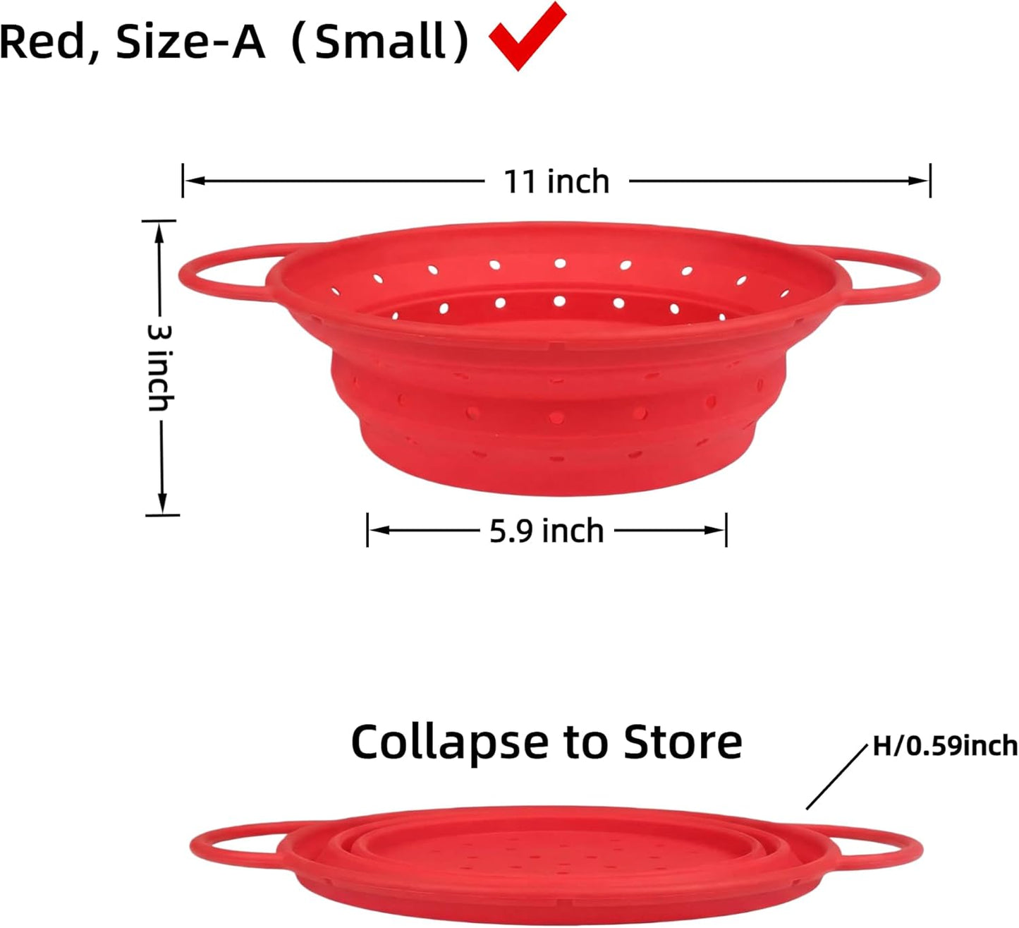 Collapsible Silicone Colander with Handles, Round Strainer with Stainless Steel Rim, Space Saving Kitchen Tool for Fruits & Vegetables,BPA-Free,Heat-Resistant Pasta Drainer(White, L)