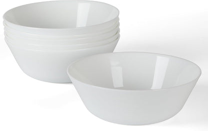 Martha Stewart Opalton 6-Piece 6-Inch Soup and Cereal Bowls – Lightweight, Chip and Break Resistant Opal Glass Bowls for Everyday Use