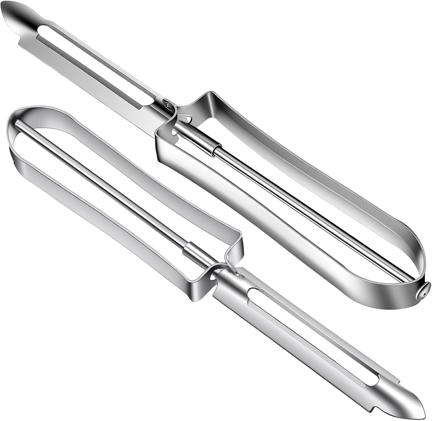 2PCS Potato Peeler, Stainless Steel Carrot Peeler Swivel Blade for Fruit Vegetable, Cucumber, Apples Multi-function Silver Handle
