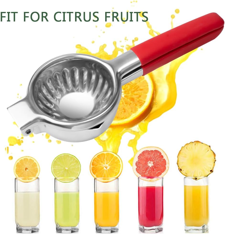 Stainless Steel Lemon Squeezer Lime Lemon and Fruit Juicer with Silicone Handles Large Manual Citrus Press Juicer