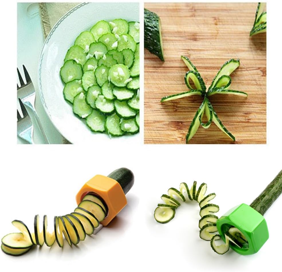 2 Pack Zucchini Spiralizer Slicer Cutter Zucchini Noodle Maker Portable Small Cucumber Spiral Slicer for Zucchini Spirals Veggie Pasta Spaghetti Cucumbers Vegetable Zucchinis Veggies