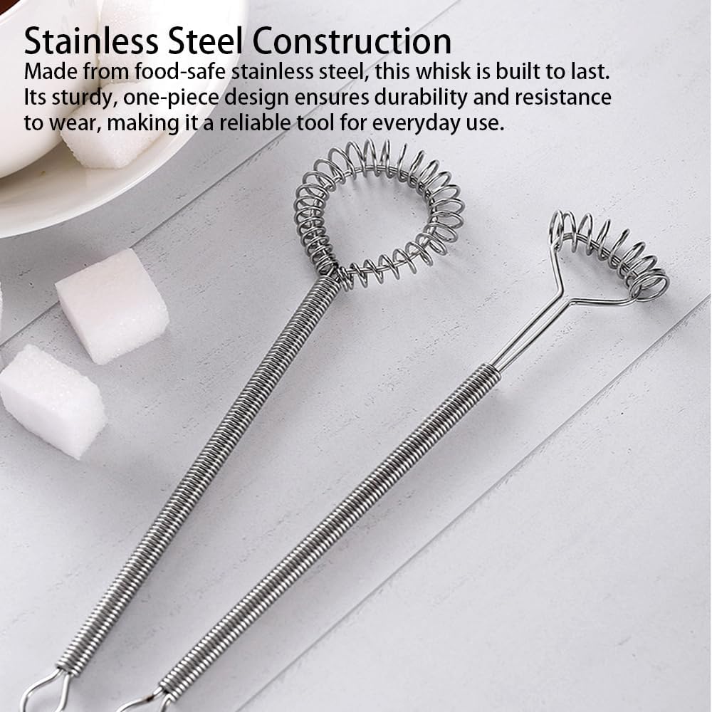 Stainless Steel Mini Whisk 2 Pcs, Small Wire Whisks Set with Wooden Handle, Kitchen Egg Beater Mini Hand Mixer for Cooking, 7.8inch