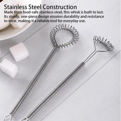 Stainless Steel Mini Whisk 2 Pcs, Small Wire Whisks Set with Wooden Handle, Kitchen Egg Beater Mini Hand Mixer for Cooking, 7.8inch