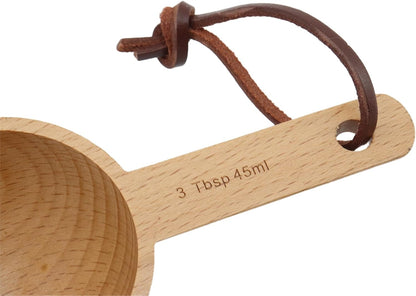 30ml Wood Measuring Spoon and Scoop Wooden Tablespoon 30ml Measuring Scoop 2 TBSP Retro Coffee Spoons for Dry Ingredients Ground Tea Spice (Wood Color, 2TBSP)