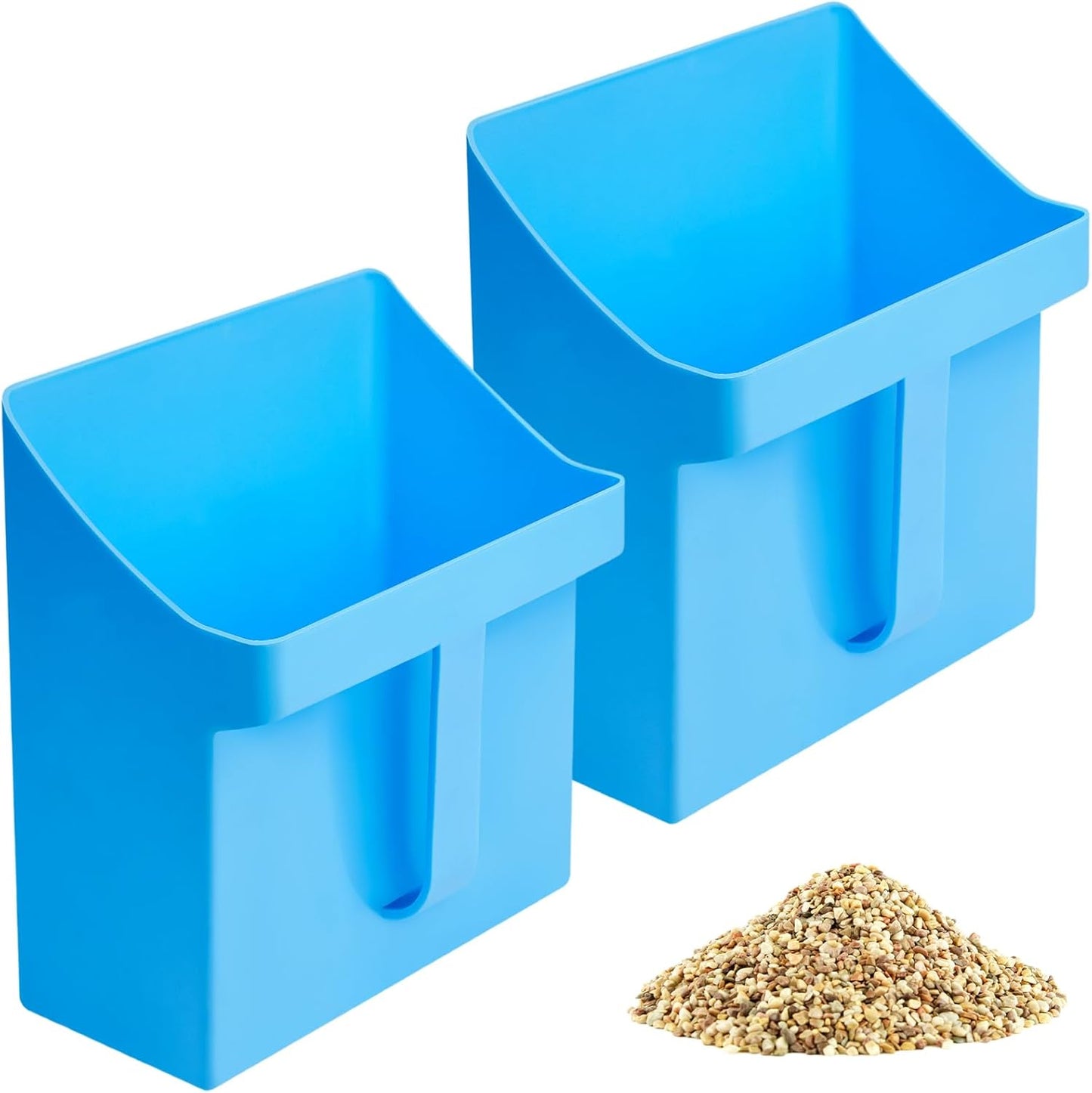 Relaxweex 2 Pcs Large Feed Scoop 4 Quart Heavy Duty Durable Bird Seed Scoop Enclosed Bucket Shovel with Handle for Farmers, Homesteaders, Horse, Chicken, Livestock, Kitchen(Blue)
