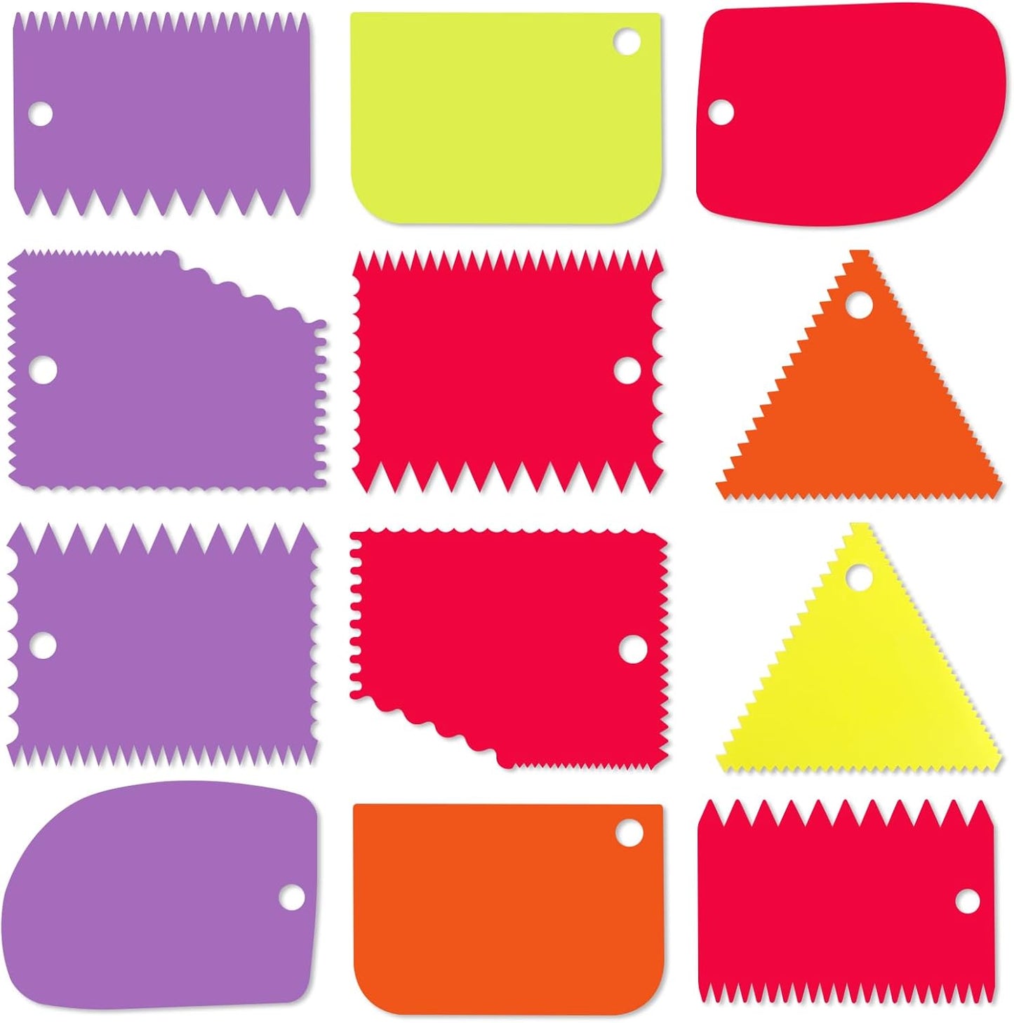 Cake Scraper, Cake Smoother Scraper Set, Dough Scraper Icing Scraper Polisher Tool, Cake Decorating Comb, Icing Smoother Plastic Sawtooth Cake Icing Kitchen Baking Cake Edge (Red)