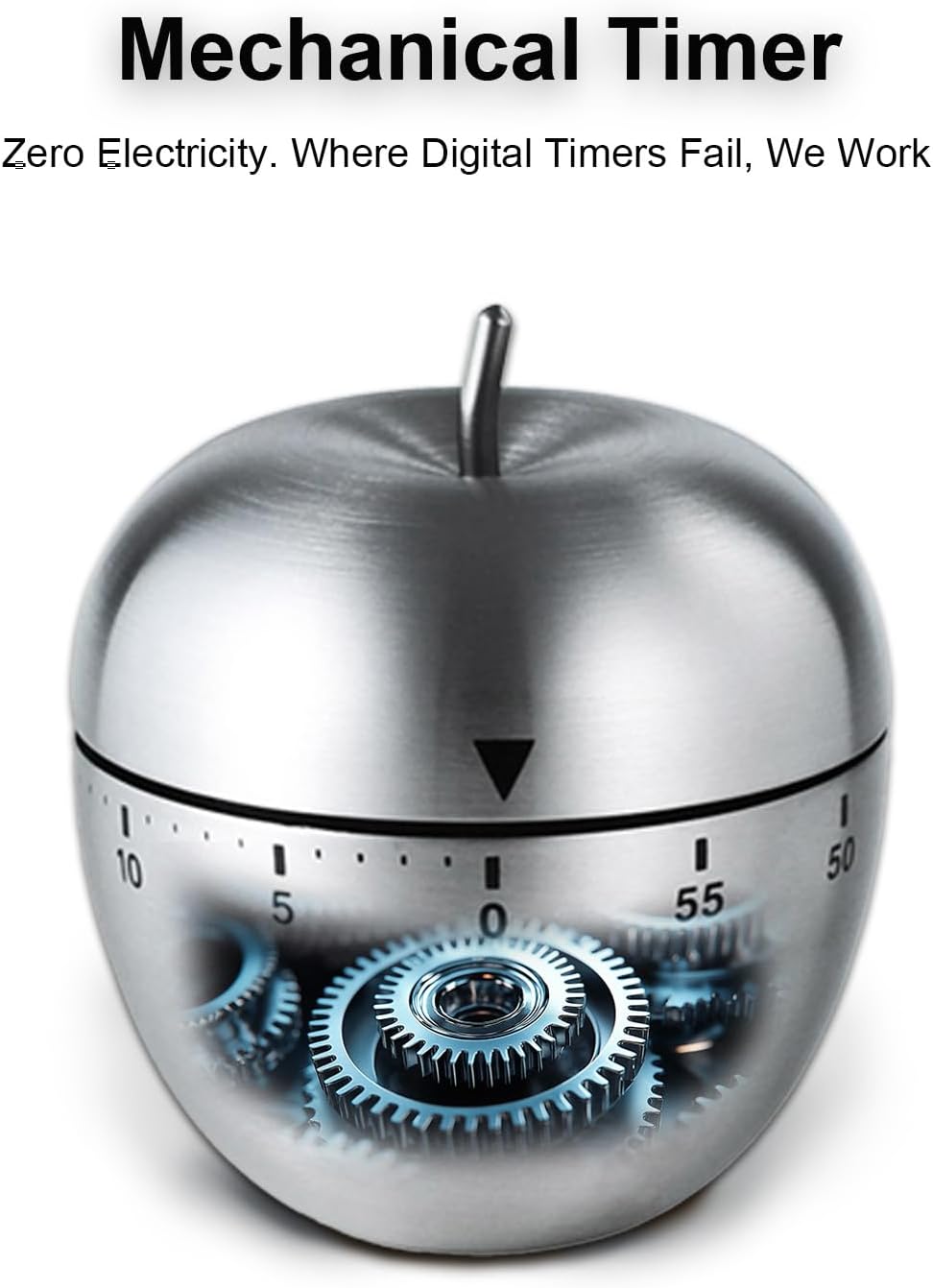 Kitchen Timer for Cooking, 60 Minutes Mechanical Timer - No Batteries Required, Stainless Steel Egg-Shape Cute Countdown Clock for Cooking, Learning, Exercises, Gaming