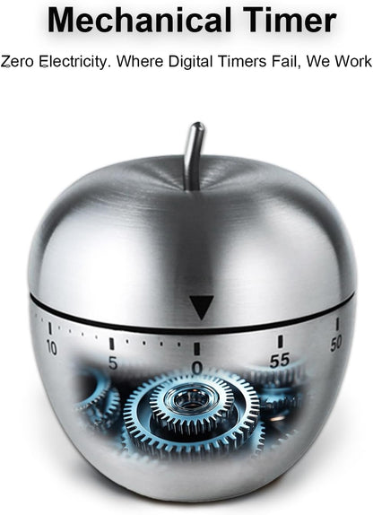 Kitchen Timer for Cooking, 60 Minutes Mechanical Timer - No Batteries Required, Stainless Steel Egg-Shape Cute Countdown Clock for Cooking, Learning, Exercises, Gaming