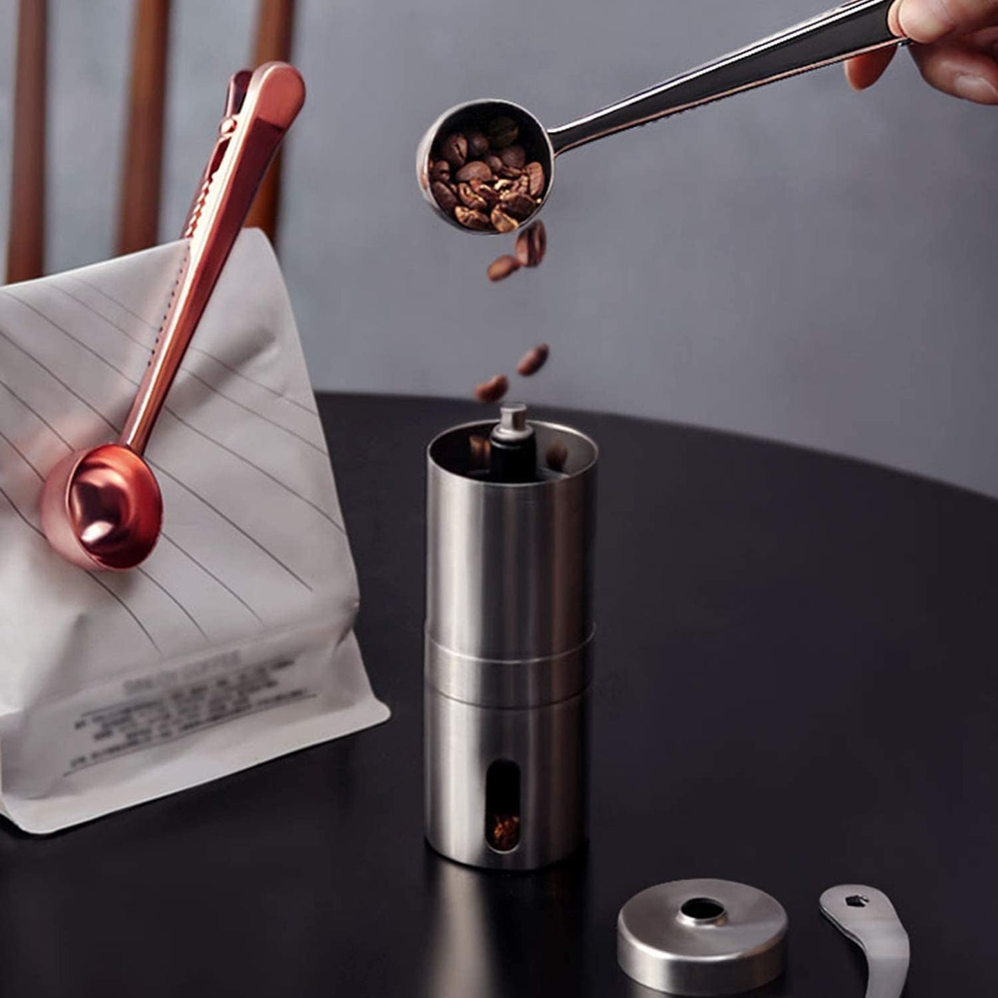 Coffee Scoop Clip Stainless Steel Tablespoon Coffee Spoon With long handle Multifunction Sealing Bag Clip For Tea, Coffee, Protein Powder, Instant Drinks, Kitchen Tools