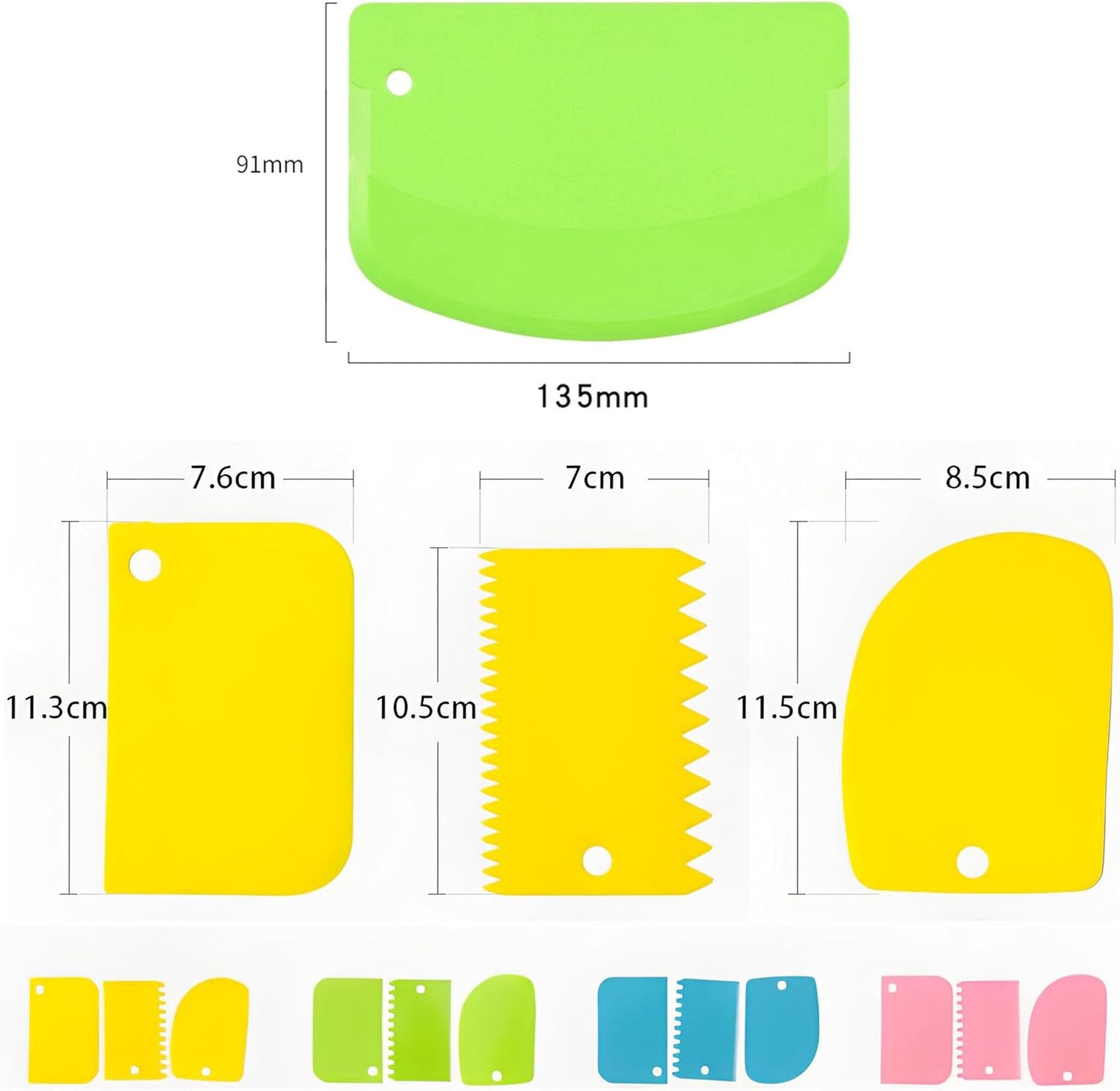 Cake Scraper Smoother Set and Sculpting & Modeling Tools, Cake Dough Flexible Spatula for Kitchen & Dining, 4 Pcs, White