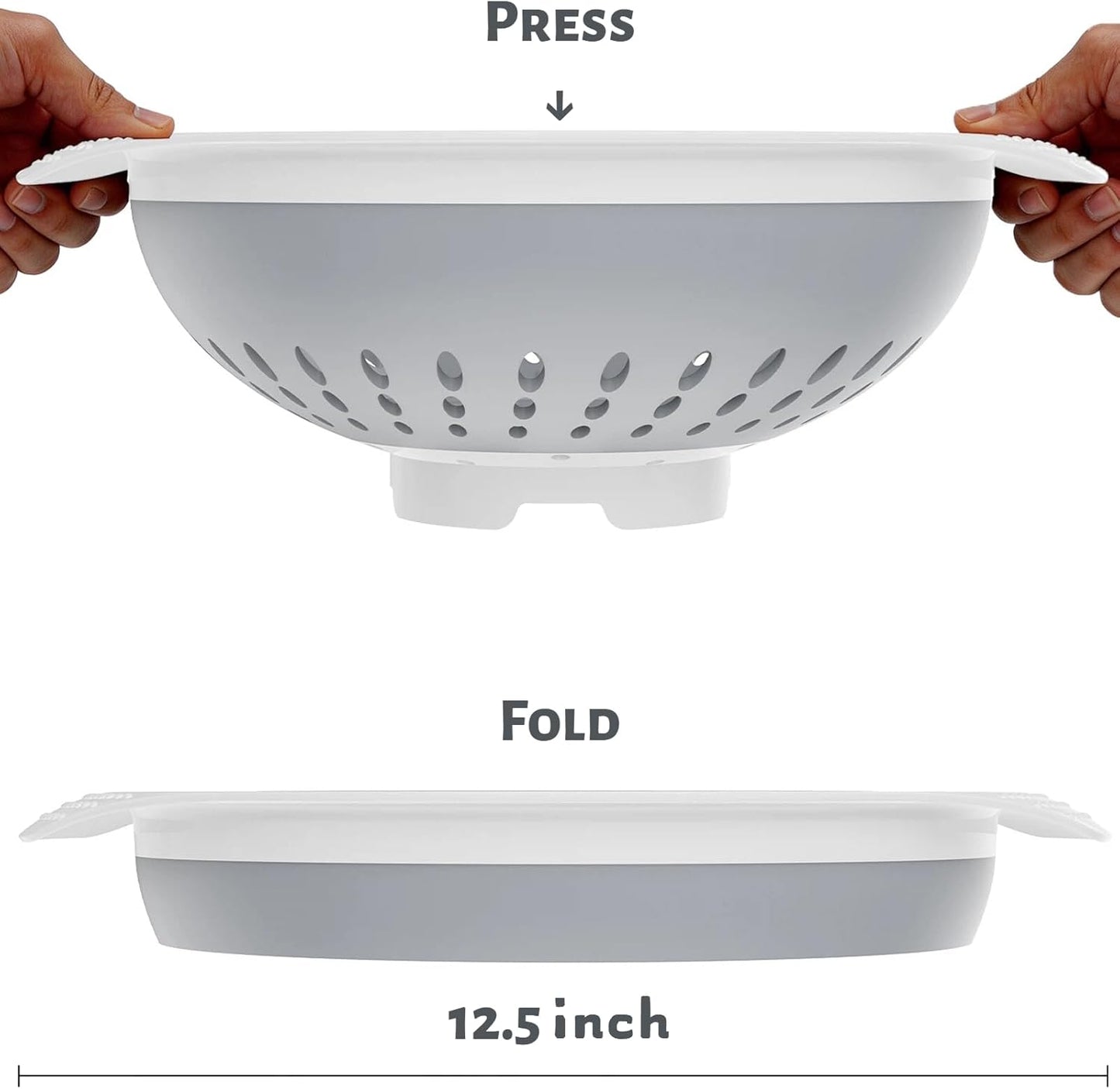 5 Quart Premium Collapsible Colander, BPA-Free Silicone Folding Strainer with Reinforced Handles, Space-Saving Modern Kitchen Drainer for Pasta, Produce & Everyday Cooking