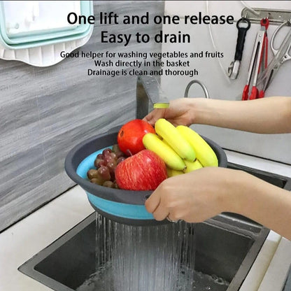 Collapsible Silicone Colander Set of 2 (Large & Small) (Green)