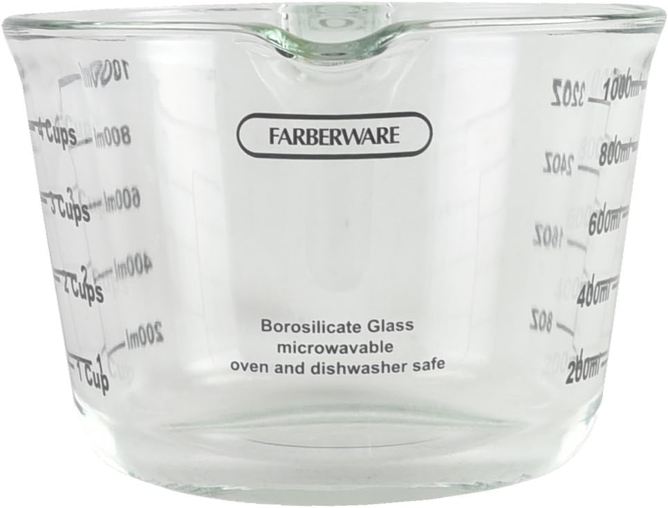 Farberware 2-Cup Borosilicate Glass Wet and Dry Measuring Cup with Oversized Measurements, Clear