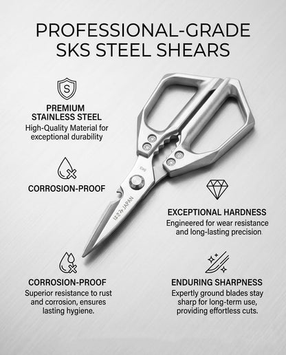 Heavy Duty Kitchen Scissors, All Purpose Kitchen Shears with Serrated Blade, Sharp Stainless Steel Poultry Shears, Silver Cooking Scissor for Food Prep Meat Herb, Dishwasher Safe
