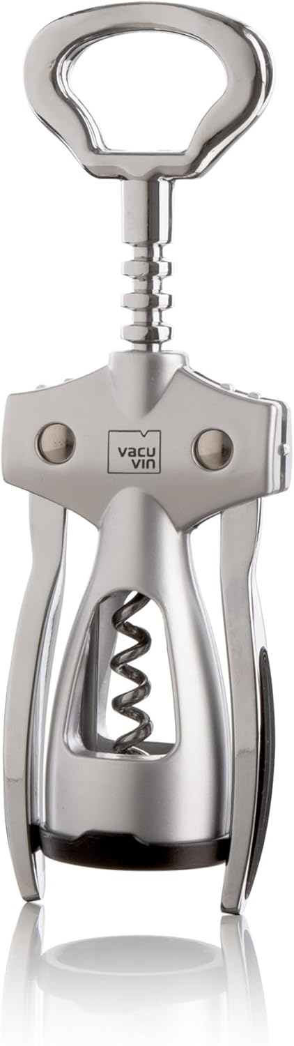 Vacu Vin Winged Corkscrew – Classic Two-Arm Wine Opener with Built-In Bottle Opener – Easy Cork Removal – Durable, Ergonomic Wine Bottle Opener – Ideal for Home, Kitchen & Bar Use