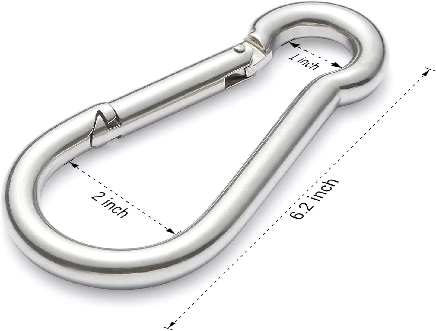 sprookber Stainless Steel Spring Snap Hook Carabiner - 304 Stainless Steel Clips, Set of 6