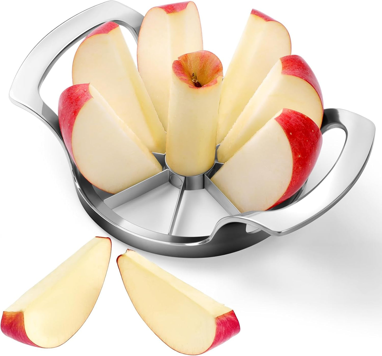 AUBENR 4.72 Inch Extra Large Apple Slicer with 12 Blades - Professional Heavy Duty Apple Cutter -304 Stainless Steel Apple Corer Tool - Sharp Apple Slicer and Corer - Easy to Use - Dishwasher Safe