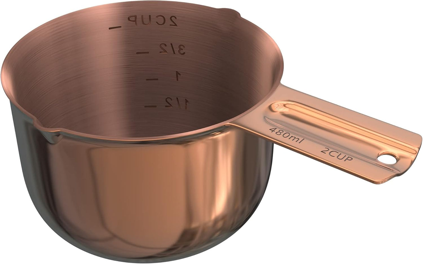 Color Up 2 Cup Measuring Cup, 480ml Stainless Steel Metal, Easy-Pour Spouts, Engraved Markings, Flat Base, Dishwasher Safe, for Dry and Liquid Ingredients