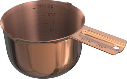 Color Up 2 Cup Measuring Cup, 480ml Stainless Steel Metal, Easy-Pour Spouts, Engraved Markings, Flat Base, Dishwasher Safe, for Dry and Liquid Ingredients