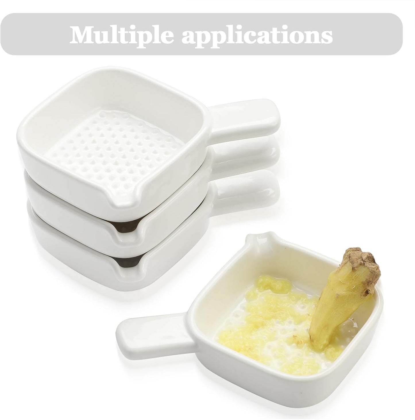 Ceramic Grinder Set 4 Pcs Porcelain Garlic Grater Plate for Ginger Garlic Onion and Cheese Kitchen Tool