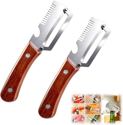 2Pack Multi-Functional Vegetable Peeler for Kitchen, 3 in 1 Stainless Steel Kitchen Tool for Fruit Apple Potato Pumpkin Papaya, Gifts for Mom